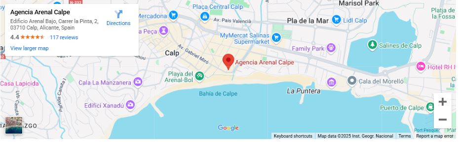 Agencia Arenal en Calpe, localización